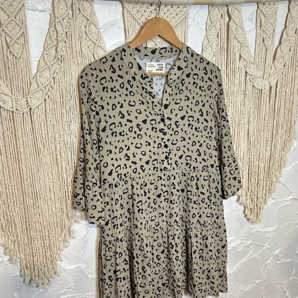 Jackson Rowe Malad Leopard Print Boho Chic Mini Dress Relaxed Fit Womens size XS - Picture 6 of 11